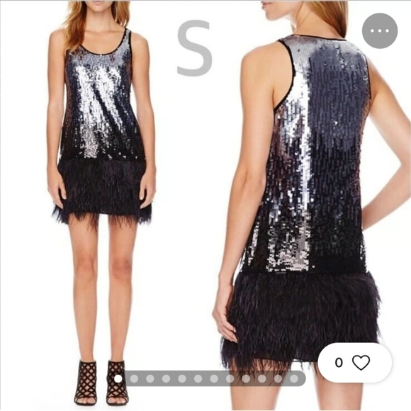 Michael Kors Sequin and Ostrich Feather New Year's Eve Party Swiftie Dress - Picture 3 of 16